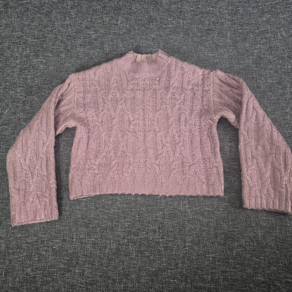 Zara Girls Shimmer Pink Cable Knit Sweater Size 13-14